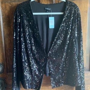 Black sequin crop jacket
